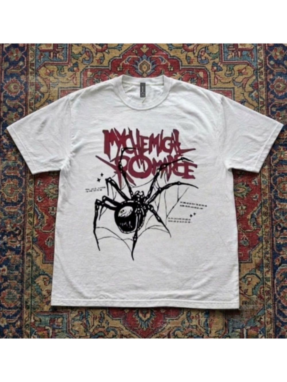 My chemical romance White Short-Sleeve Tee with Red Graphic and Black Spider